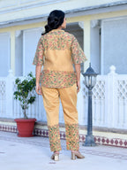 Vaasva Women's Cream Henna Linen Digital Printed Cord Set | Grocsy