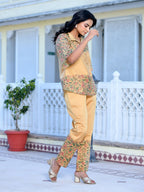 Vaasva Women's Cream Henna Linen Digital Printed Cord Set | Grocsy