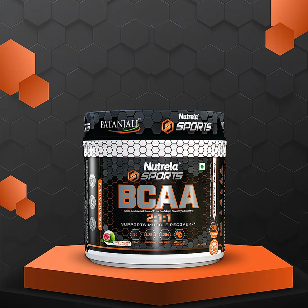 Patanjali Nutrela Sports BCAA Powder Spicy (Guava Flavour) | Grocsy