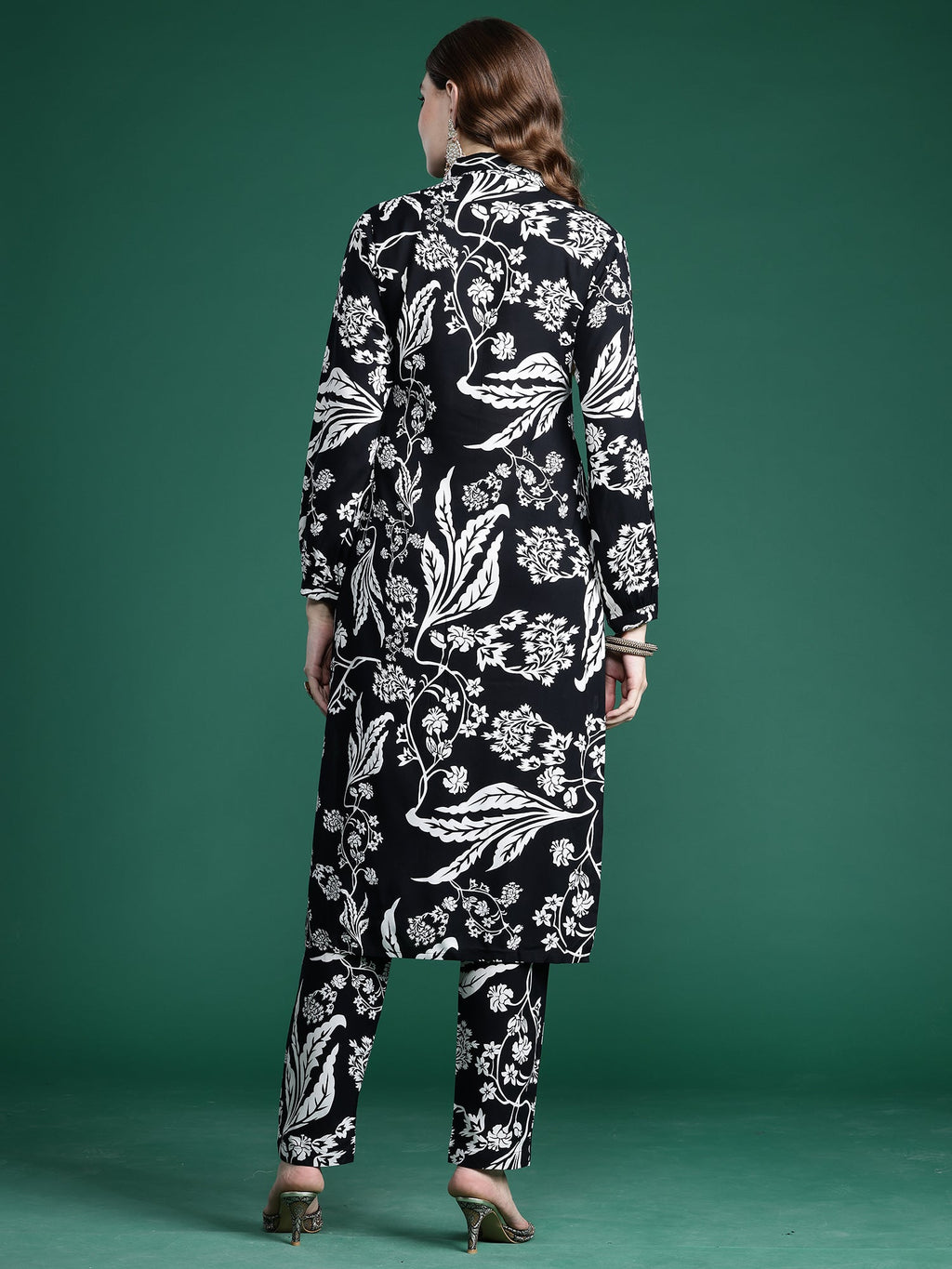 Indo Era Black Printed Straight Kurta Trousers Set | Grocsy