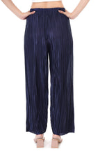 Jaitra Apparels Navy Blue Satin Pleated Free Size Palazzo | Grocsy