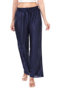 Jaitra Apparels Navy Blue Satin Pleated Free Size Palazzo | Grocsy