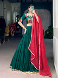 Lorenvalley Fashion Green Marble Plain Lehenga Choli With Dupatta | Grocsy