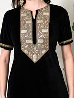 Myshka Women's Black Velvet Kurta Pant | Grocsy