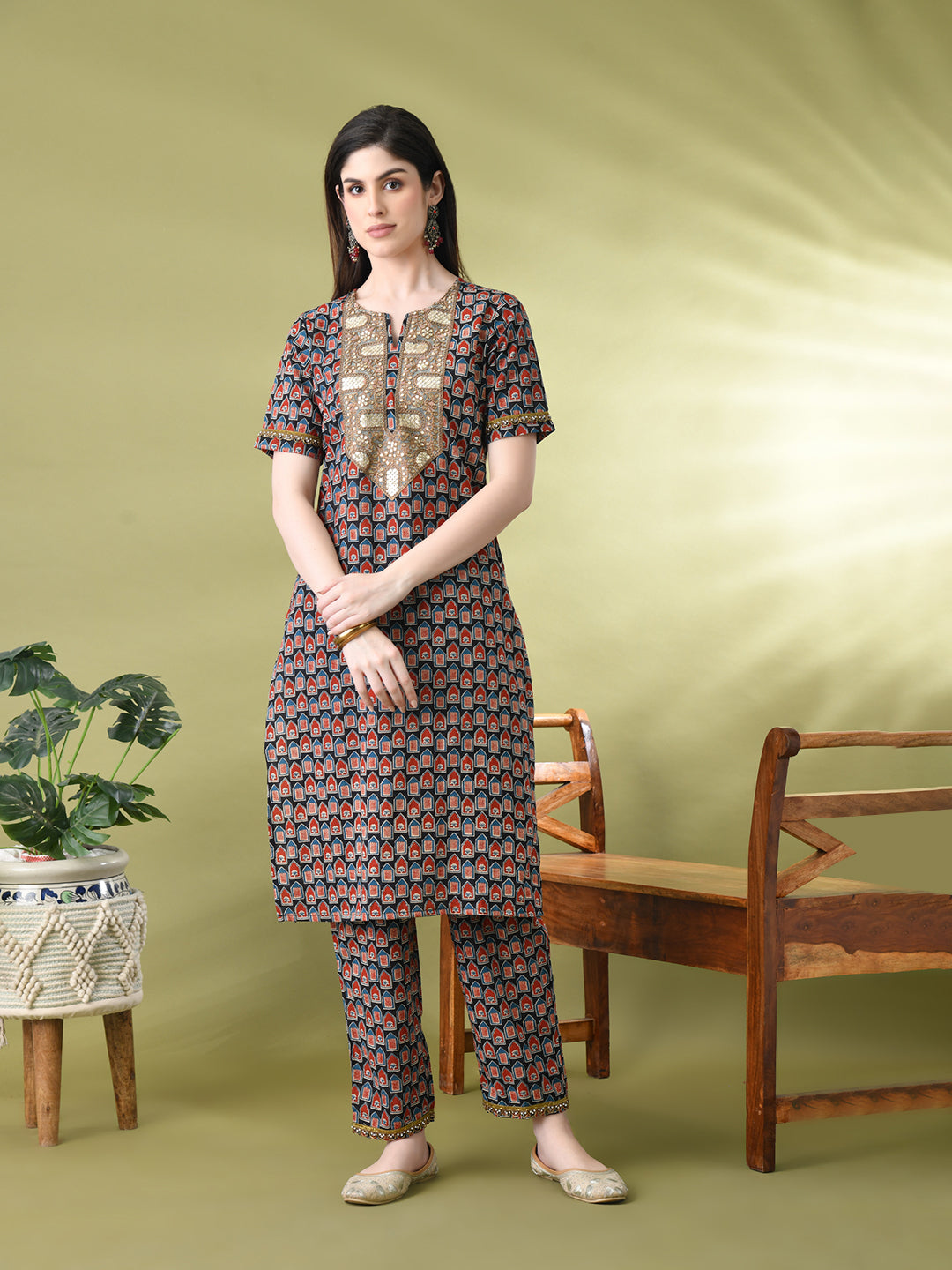 Myshka Women's Cotton Printed Kurta Set With Dupatta | Grocsy