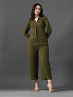 Myshka Women's Olive Everyday Lounge Set | Grocsy