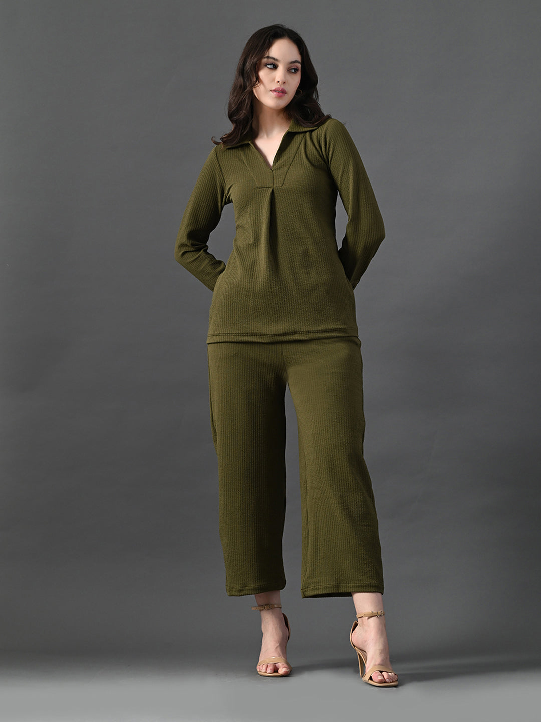 Myshka Women's Olive Everyday Lounge Set | Grocsy