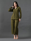Myshka Women's Olive Everyday Lounge Set | Grocsy