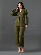 Myshka Women's Olive Everyday Lounge Set | Grocsy