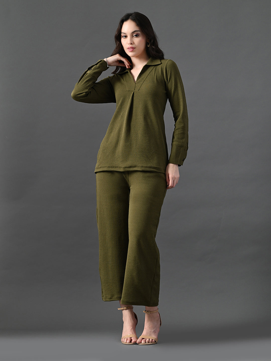 Myshka Women's Olive Everyday Lounge Set | Grocsy