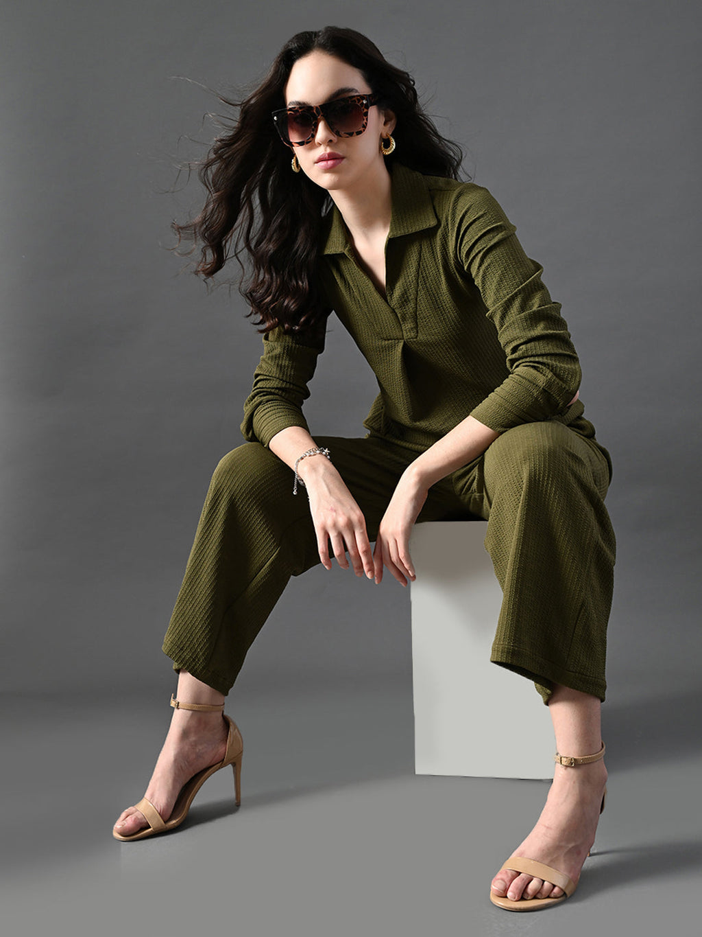 Myshka Women's Olive Everyday Lounge Set | Grocsy