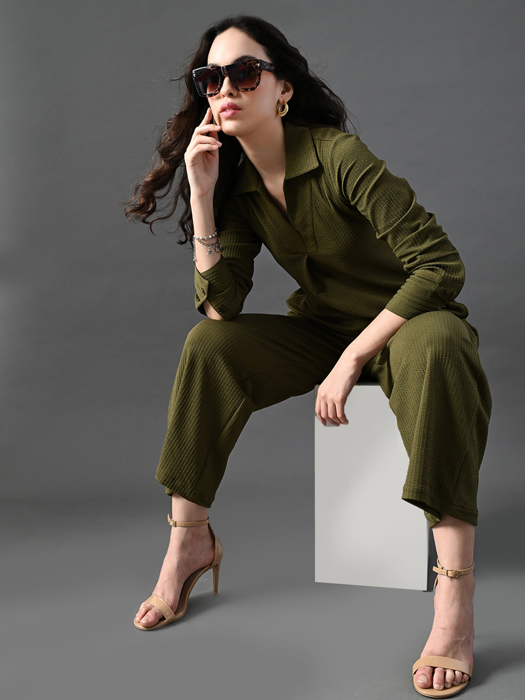 Myshka Women's Olive Everyday Lounge Set | Grocsy
