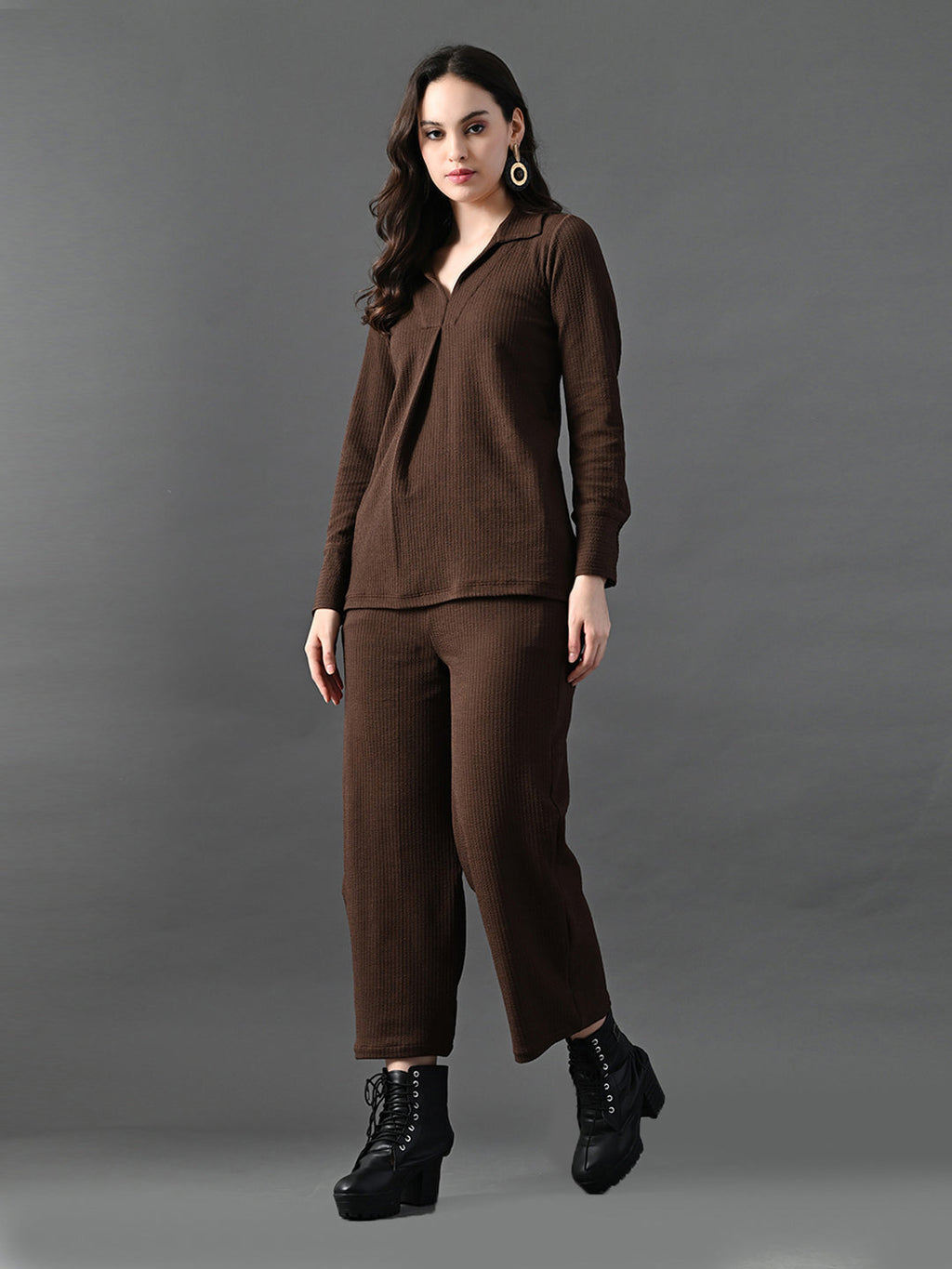 Myshka Women's Coffe Everyday Lounge Set | Grocsy