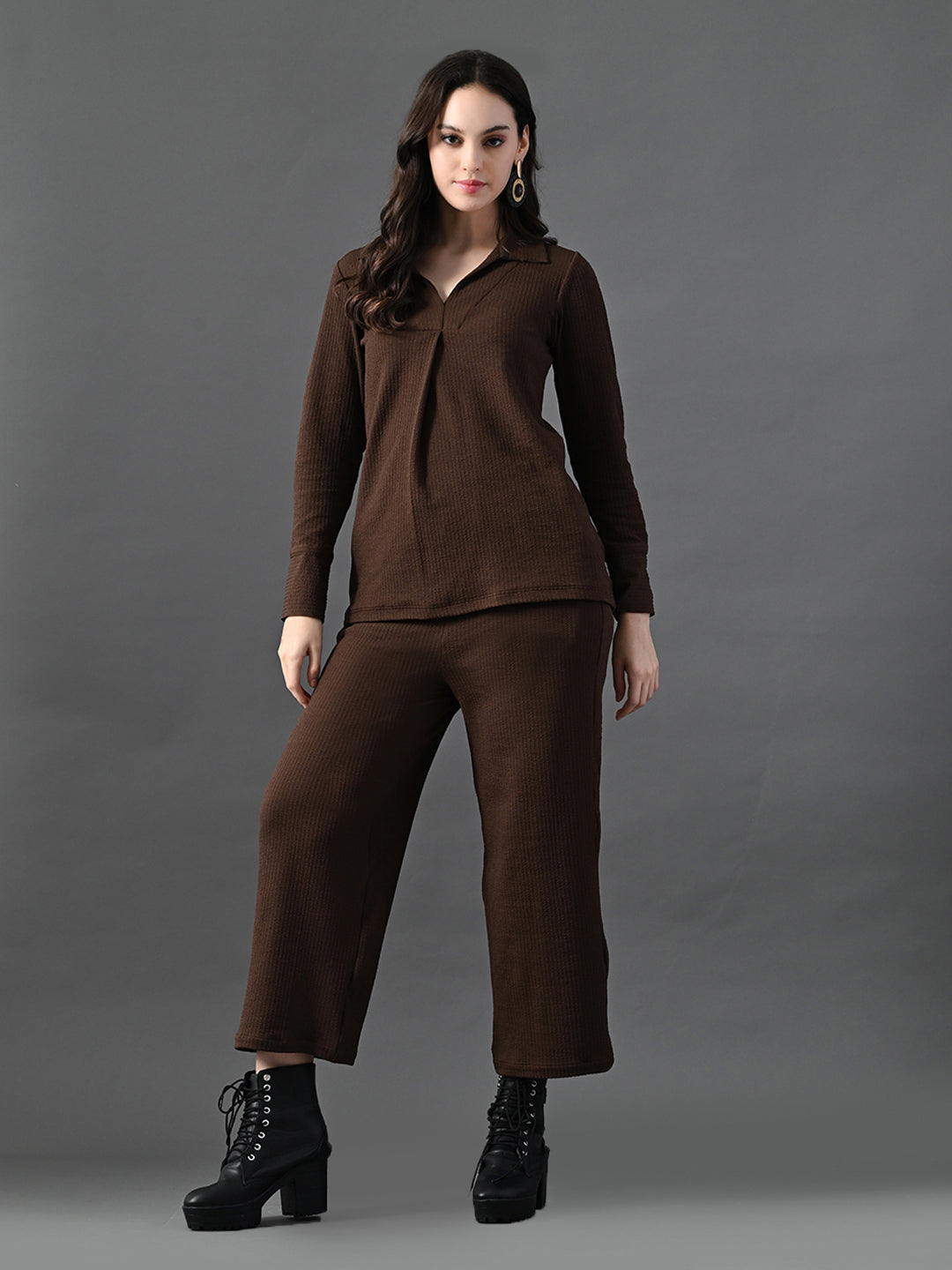 Myshka Women's Coffe Everyday Lounge Set | Grocsy