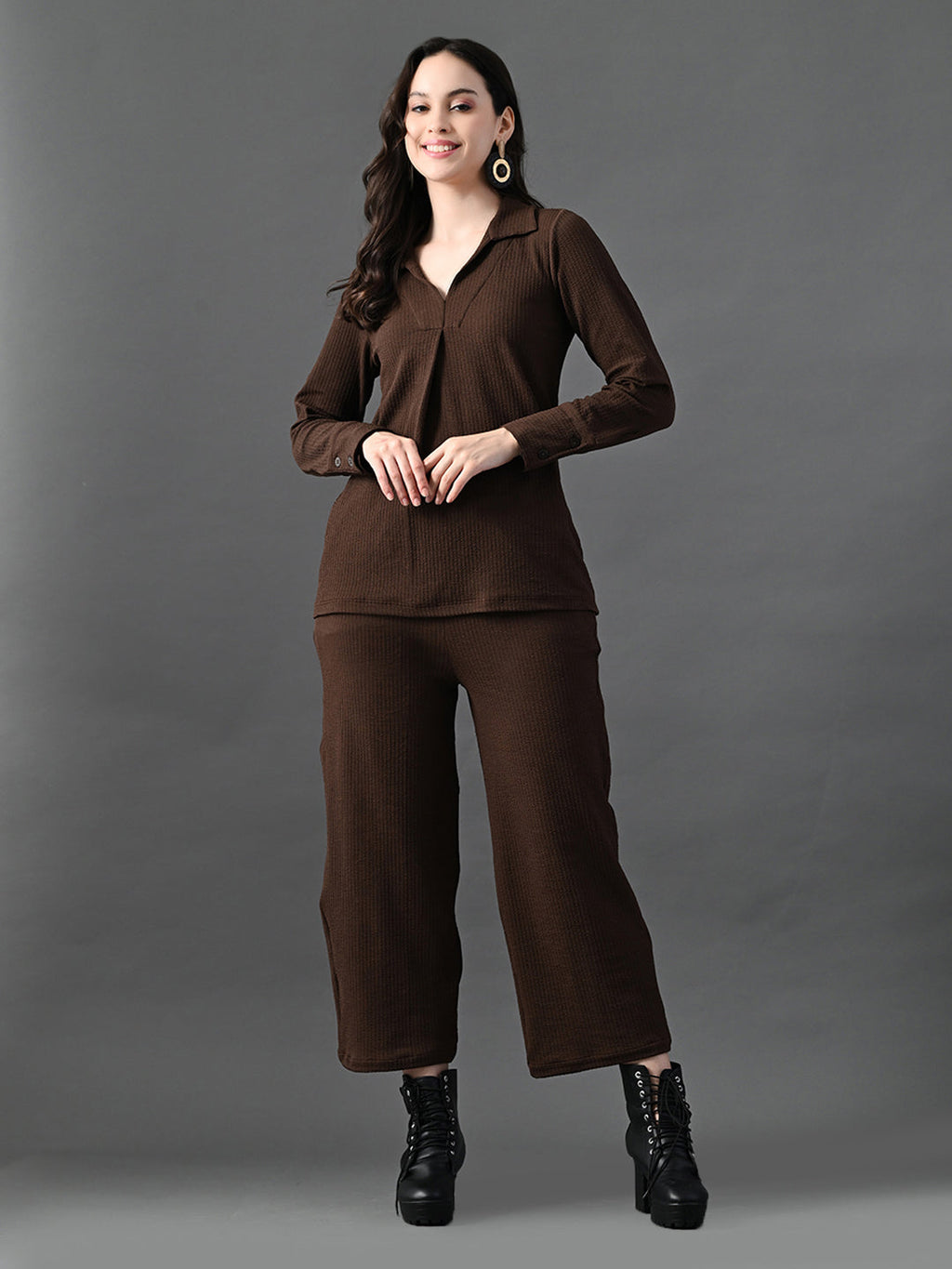 Myshka Women's Coffe Everyday Lounge Set | Grocsy
