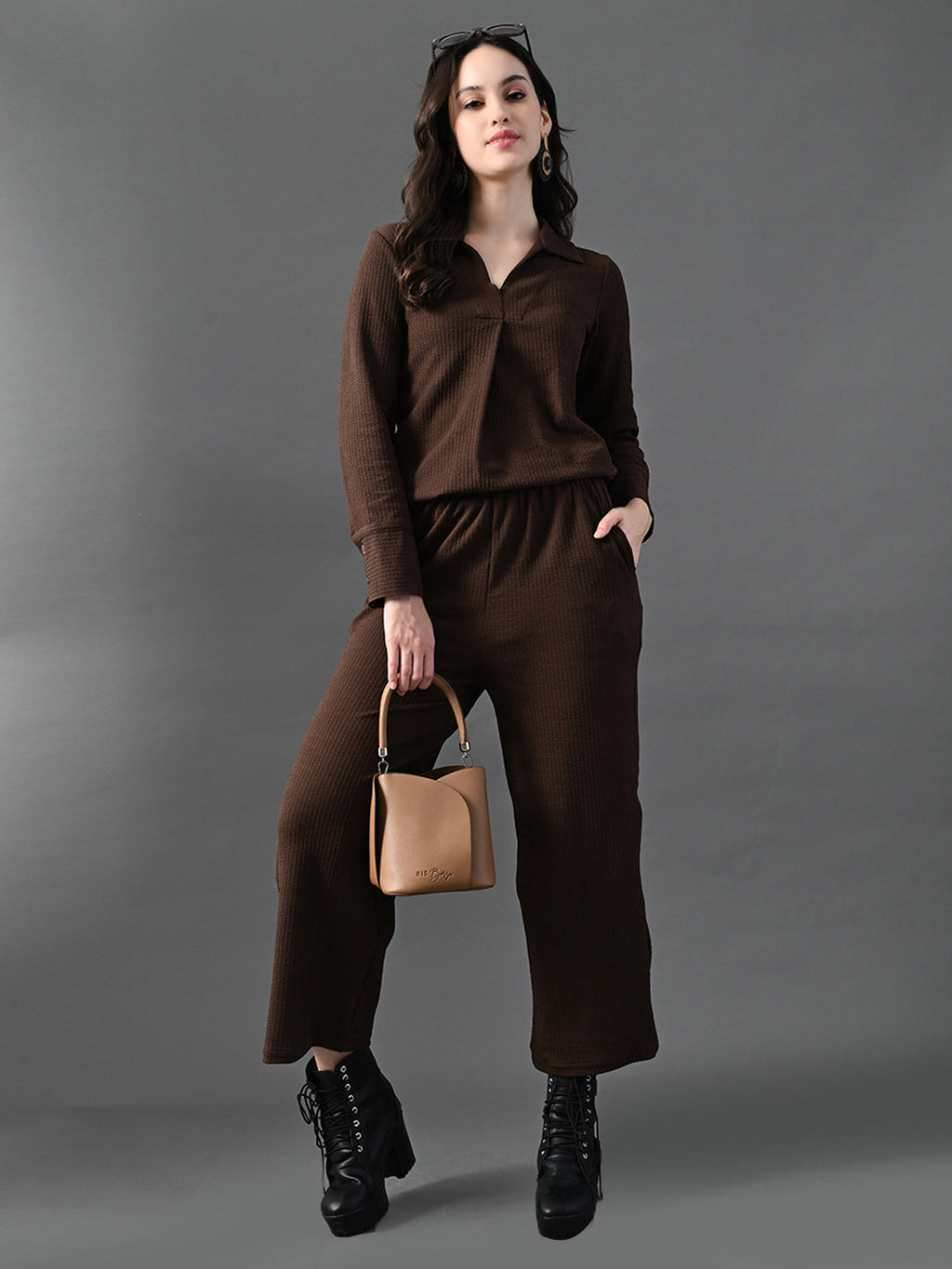 Myshka Women's Coffe Everyday Lounge Set | Grocsy