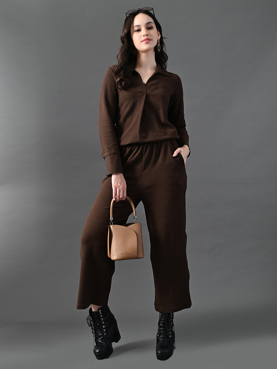 Myshka Women's Coffe Everyday Lounge Set | Grocsy