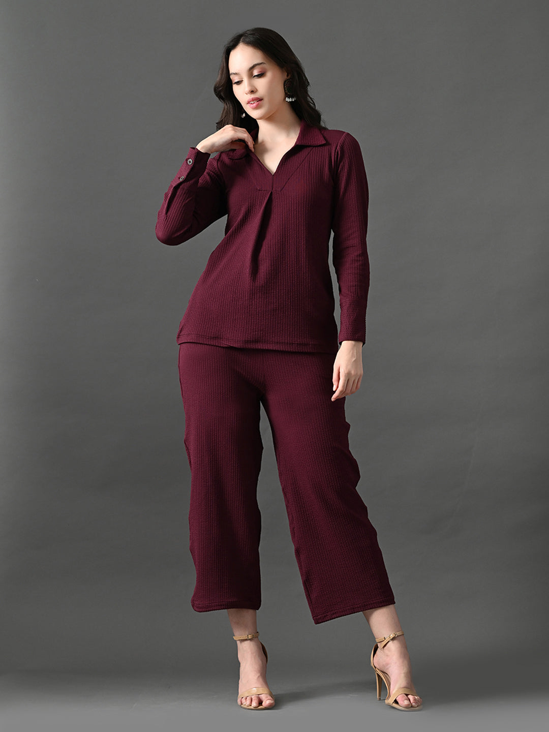 Myshka Women's Wine Everyday Lounge Set | Grocsy