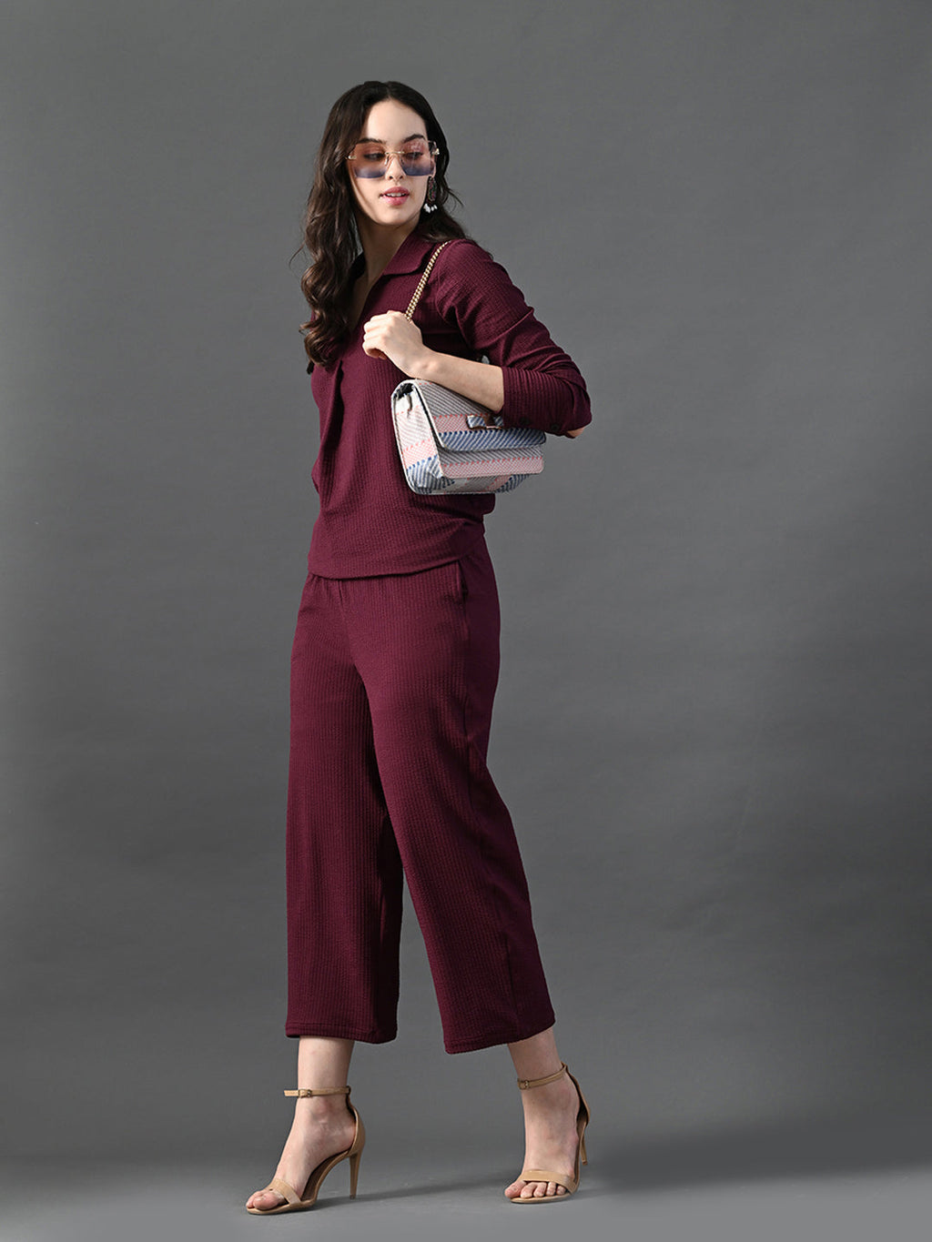 Myshka Women's Wine Everyday Lounge Set | Grocsy