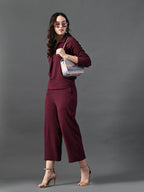 Myshka Women's Wine Everyday Lounge Set | Grocsy