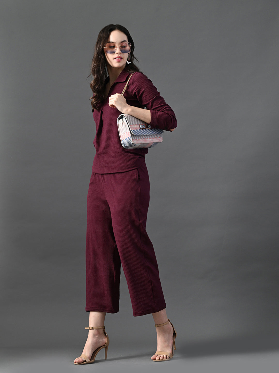Myshka Women's Wine Everyday Lounge Set | Grocsy