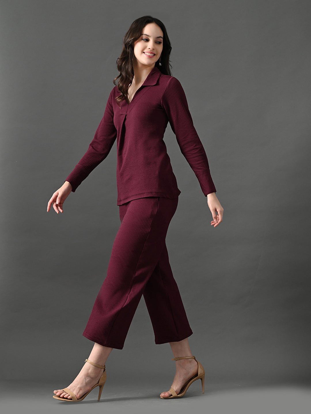 Myshka Women's Wine Everyday Lounge Set | Grocsy