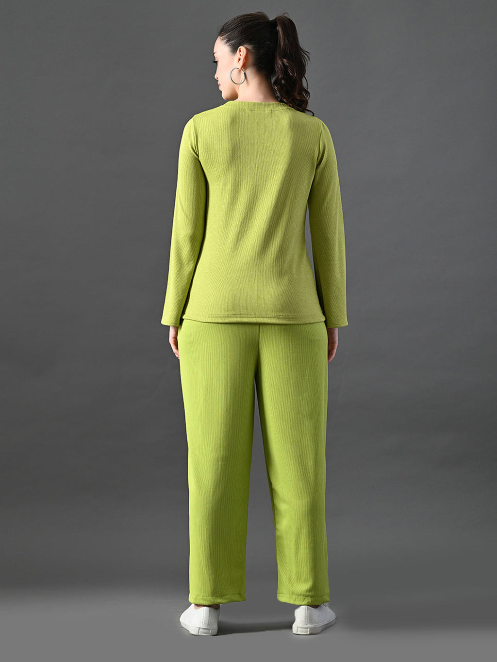 Myshka Women's Green Ribbed Cord Set | Grocsy
