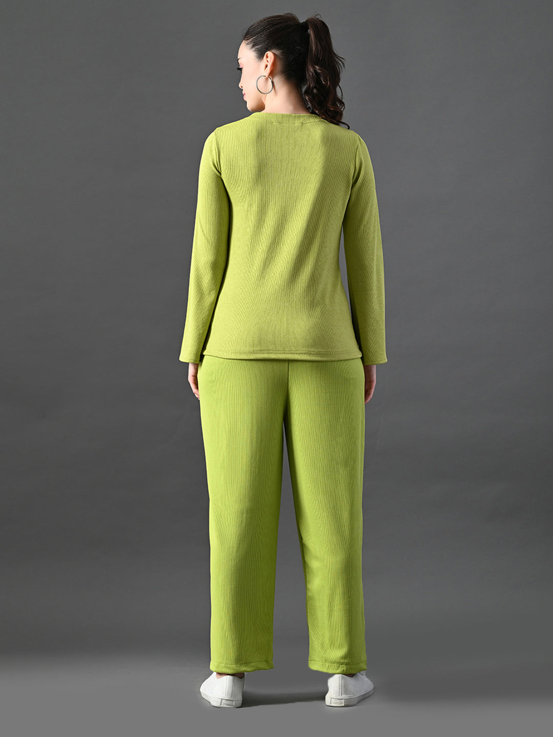 Myshka Women's Green Ribbed Cord Set | Grocsy