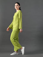 Myshka Women's Green Ribbed Cord Set | Grocsy