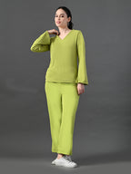 Myshka Women's Green Ribbed Cord Set | Grocsy