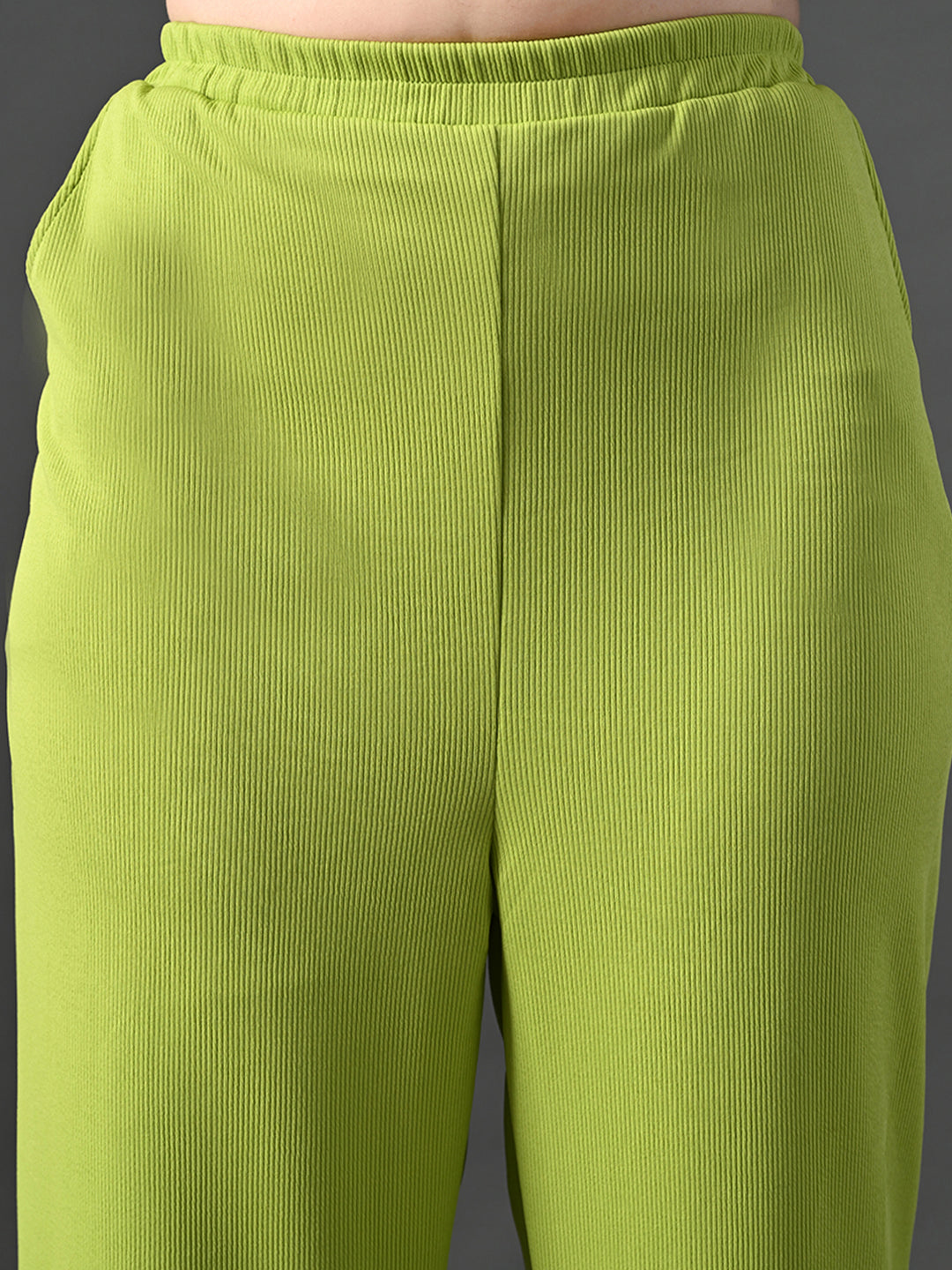 Myshka Women's Green Ribbed Cord Set | Grocsy