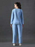 Myshka Women's Blue Ribbed Cord Set | Grocsy
