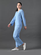 Myshka Women's Blue Ribbed Cord Set | Grocsy