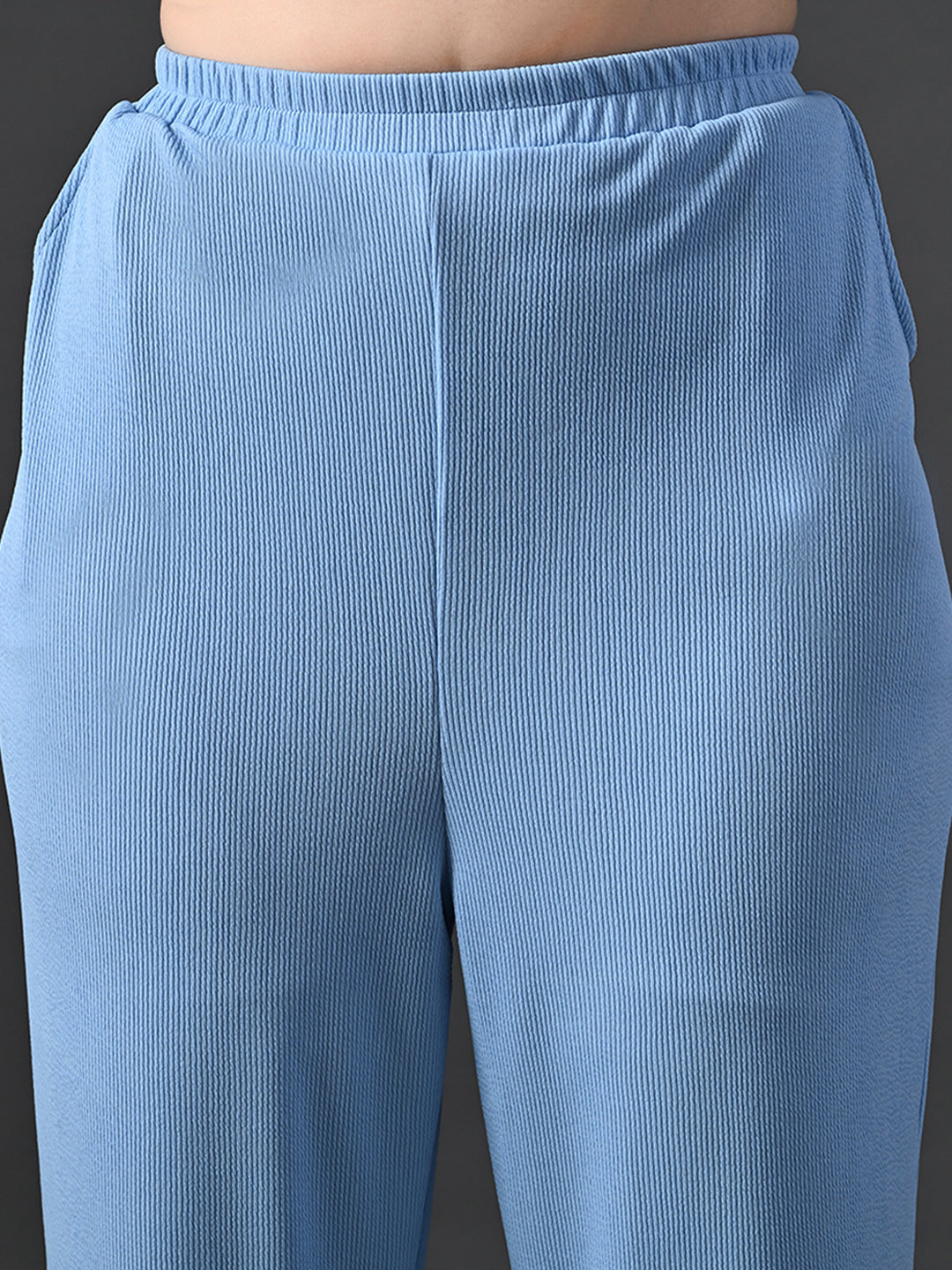 Myshka Women's Blue Ribbed Cord Set | Grocsy