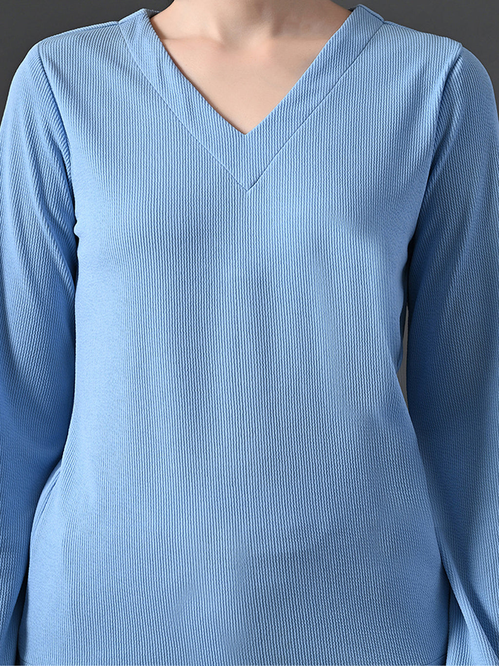 Myshka Women's Blue Ribbed Cord Set | Grocsy