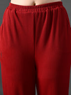 Myshka Women's Red Ribbed Cord Set | Grocsy
