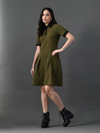 Myshka Women's Olive Collared Dress | Grocsy