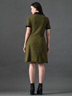 Myshka Women's Olive Collared Dress | Grocsy