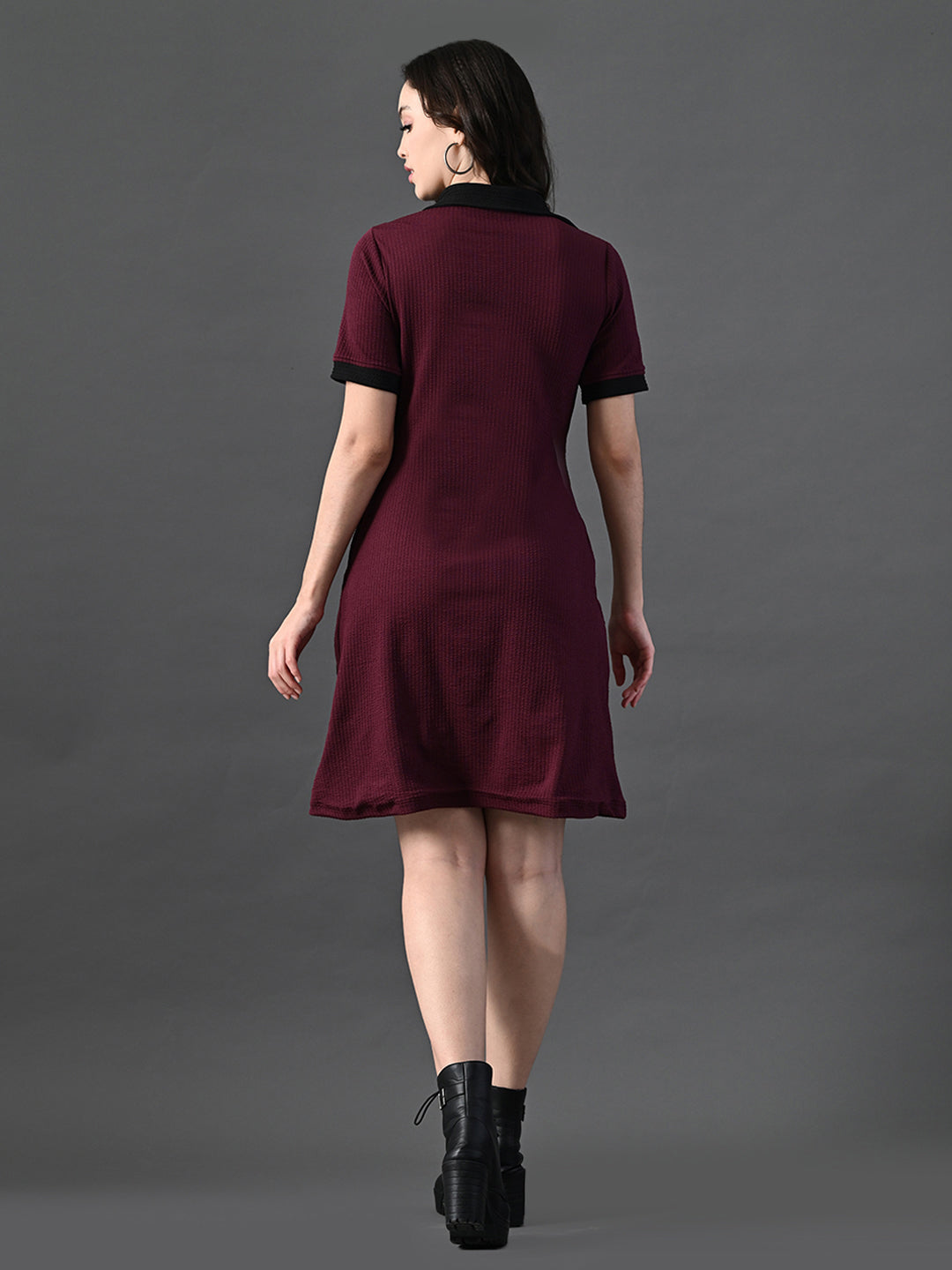 Myshka Women's Magenta Collared Dress | Grocsy
