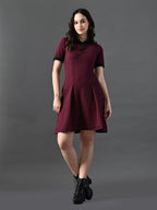 Myshka Women's Magenta Collared Dress | Grocsy