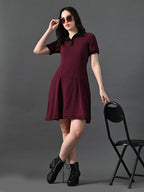 Myshka Women's Magenta Collared Dress | Grocsy