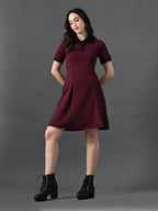 Myshka Women's Magenta Collared Dress | Grocsy