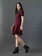 Myshka Women's Magenta Collared Dress | Grocsy