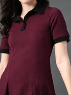Myshka Women's Magenta Collared Dress | Grocsy