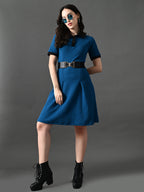 Myshka Women's Blue Collared Dress | Grocsy