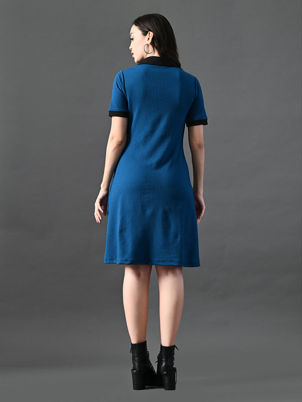 Myshka Women's Blue Collared Dress | Grocsy