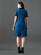 Myshka Women's Blue Collared Dress | Grocsy