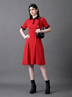 Myshka Women's Red Collared Dress | Grocsy