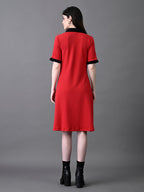 Myshka Women's Red Collared Dress | Grocsy