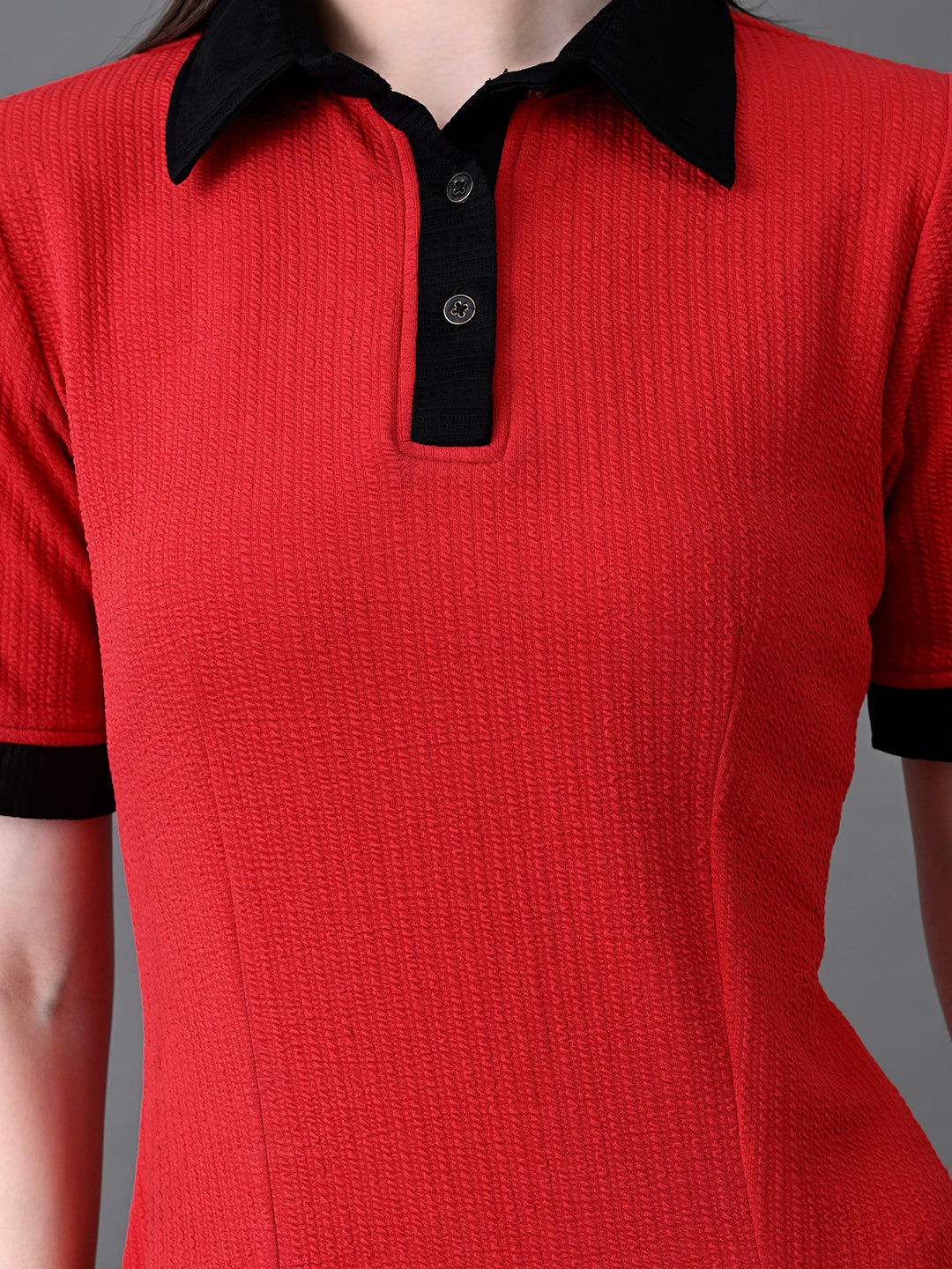Myshka Women's Red Collared Dress | Grocsy